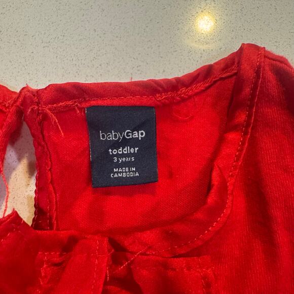 Baby Gap Toddler Girl 3T Holiday Red Long Sleeve Dress - Picture 4 of 5